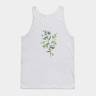 Blooming Blue Flax Plant Vintage Botanical Illustration Tank Top